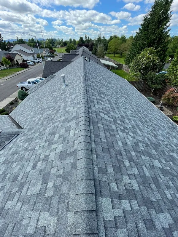 New shingle roofing on a suburban home
