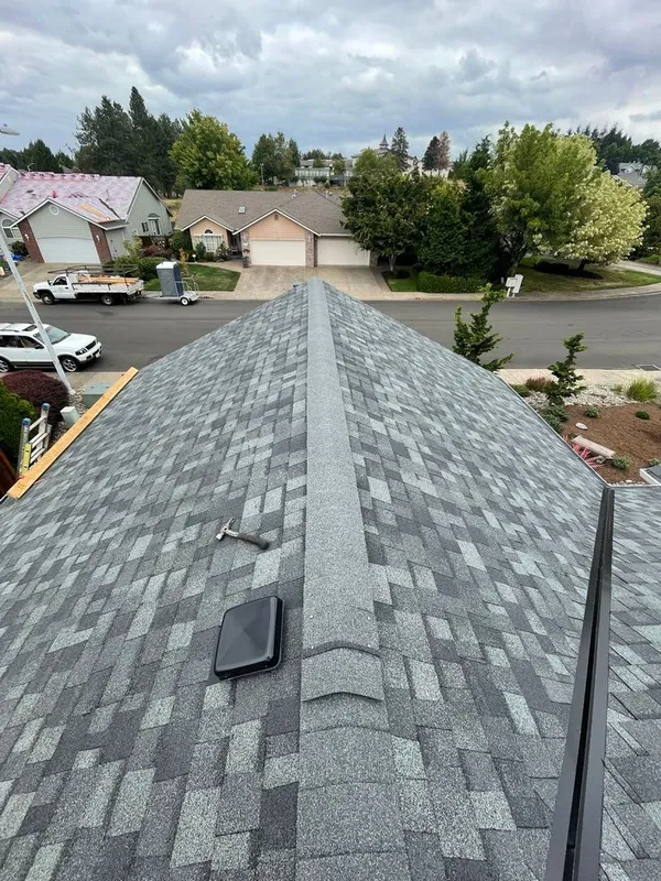 Complex roof installation in progress